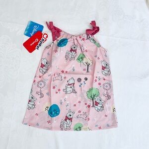 Disney Winnie the Pooh Baby Girls 1pc Bowknot Floral Print Sleeveless Pink Dress